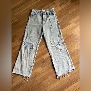 Zara high waisted wide leg distressed denim